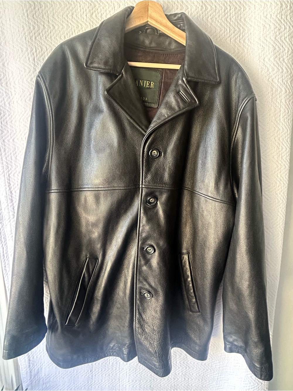 Men’s Danier Vintage Black Leather Button-Front Heavy Jacket